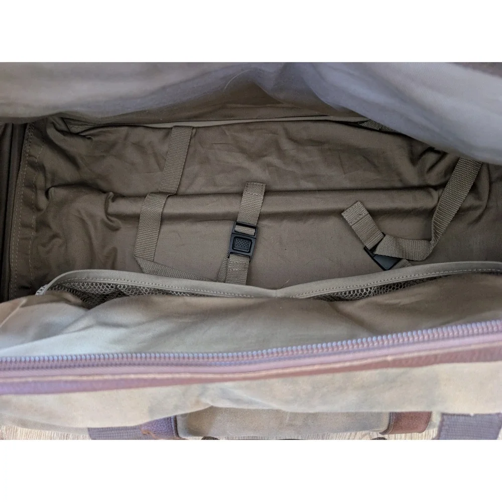 Vintage LL Bean Bag Duffle Weekender Luggage Rolling Bag Leather 80s  24